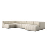 Four Hands Langham Channeled 5 PC Sectional w/ RAF Chaise - Crypton Nomad Snow