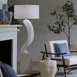 Jamie Young Cobra Ricestone Floor Lamp with Linen Shade