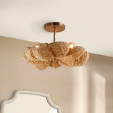 Jamie Young Anguilla Semi-Flush Mount in Natural Wood Beads