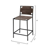 Jamie Young Asher Leather Counter Stool - Grey NEW