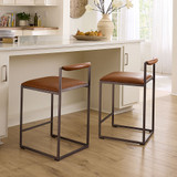 Jamie Young Bradbury Leather Counter Stool - Saddle