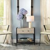 Jamie Young Cassius Faux Shagreen 1-Drawer Side Table - Taupe