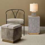 Jamie Young Easton Hide Ottoman - Grey
