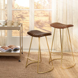 Jamie Young Theo Leather Bar Stool - Brown