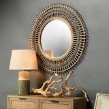 Jamie Young Grove Bamboo Round Braided Mirror - Gray