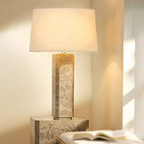 Jamie Young Canyon Wood Veneer Table Lamp - Sand Grey