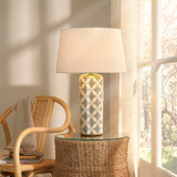 Jamie Young Harlequin Ceramic Table Lamp with Linen Shade