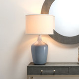 Jamie Young Plum Blown Glass Jar Table Lamp with Linen Shade - Grey