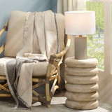 Jamie Young Roman Leather Table Lamp with Linen Shade - Grey