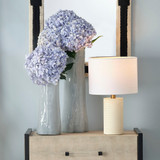 Jamie Young Roman Leather Table Lamp with Linen Shade - White