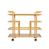 Worlds Away Ireland Gold Leaf Linear Bar Cart With Mirror Shelves (Closeout)