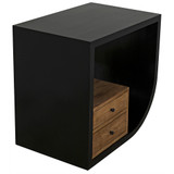 Noir Burton Side Table - Right - Hand Rubbed Black And Teak