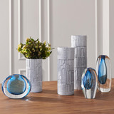 Global Views Off Set Round Vase - Light Blue