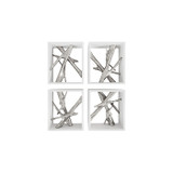 Phillips Collection Framed Branches Wall Tile, White, Silver Leaf