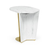 Jonathan Charles Fusion Small White Calcutta Marble & Brass End Table