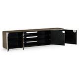 Jonathan Charles Gatsby Contemporary Art Deco Dark Grey Walnut & Stainless Steel Entertainment Unit