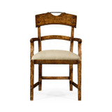 Jonathan Charles Casually Country Planked Country Walnut Armchair, Upholstered In Mazo