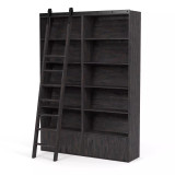 Four Hands Bane Double Bookshelf W/ Ladder - Dark Charcoal