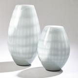 Cased Glass Grid Vase - Blue/Grey - Sm