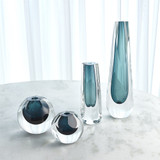 Global Views Pentagon Cut Glass Vase - Azure