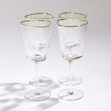 Global Views S/4 Hammered Wine Glasses - Clear W/Gold Rim