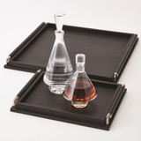 Global Views Wrapped Handle Tray - Black Leather - Sm