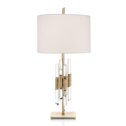 Brass and Crystal Rod Table Lamp