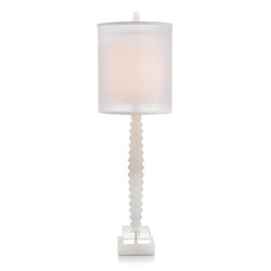 Rippled Alabaster and Crystal Table Lamp