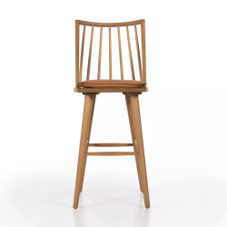 Four Hands Lewis Windsor Bar Stool - Sandy Oak - Whiskey Saddle