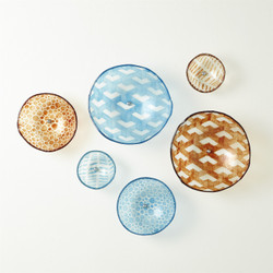 Global Views S/3 Fused Glass Wall Bowls - Blue