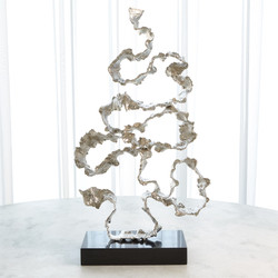 Global Views Squiggles Sculpture - Nickel - Black Granite