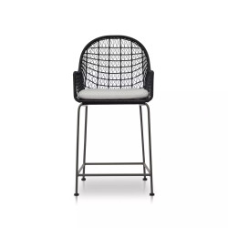 Four Hands Bandera Outdoor Counter Stool - Smoke Black - White