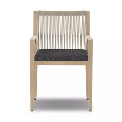 Four Hands Sherwood Outdoor Dining Armchair, Washed Brown - Fiqa Boucle Slate