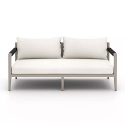 Four Hands Sherwood Outdoor Sofa, Weathered Grey - 63" - Natural Ivory
