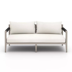 Four Hands Sherwood Outdoor Sofa, Weathered Grey - 63" - Natural Ivory Four Hands Sherwood Outdoor Sofa, Weathered Grey - 63" - Natural Ivory