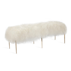 Interlude Home Stiletto Bench - Ivory Sheepskin