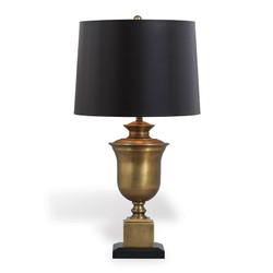 Robertson Brass Lamp - Black Faux Lizard Shade