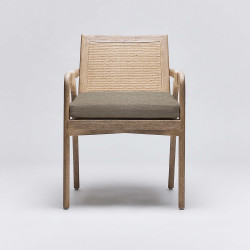 Interlude Home Delray Arm Chair - White Ceruse/ Pebble