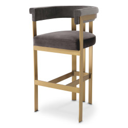 Eichholtz Clubhouse Bar Stool - Savona Grey Velvet