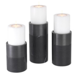 Eichholtz Sierra Candle Holder - Black Marble Bronze - Set Of 3