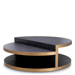 Eichholtz Nilo Coffee Table - Charcoal Grey Oak Veneer Brushed Brass