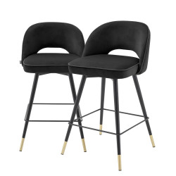 Eichholtz Cliff Counter Stool - Roche Black Velvet - Set Of 2