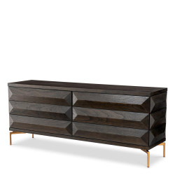 Eichholtz Denver Dresser - Mocha Oak Veneer Brushed Brass