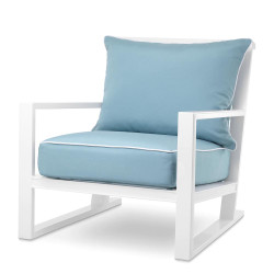 Eichholtz Como Outdoor Chair - White Sunbrella Mineral Blue