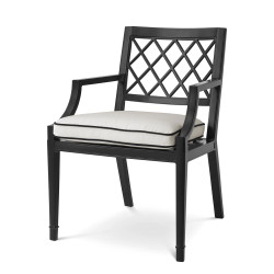 Eichholtz Paladium Outdoor Dining Chair - With Arm Black Sunbrella Canvas