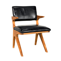 Noir Dolores Chair - Teak With Leather
