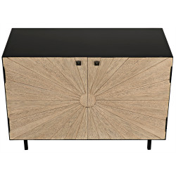 Noir Ray Sideboard With Steel Box - Bleached Walnut