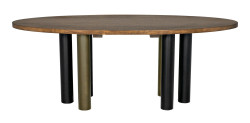 Noir Journal Oval Dining Table - Dark Walnut With Black & Aged Brass Steel Base Noir Journal Oval Dining Table - Dark Walnut With Black & Aged Brass Steel Base