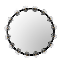 Noir Moira Mirror With Glass Details - Black Metal