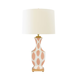 Worlds Away Handpainted Tole Table Lamp - Coral Ikat Pattern